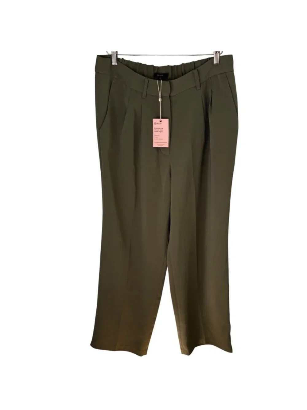Quince Women's Stretch Crepe Pleated Wide Leg Pant in Olive Size 16 NWT - Picture 5 of 9